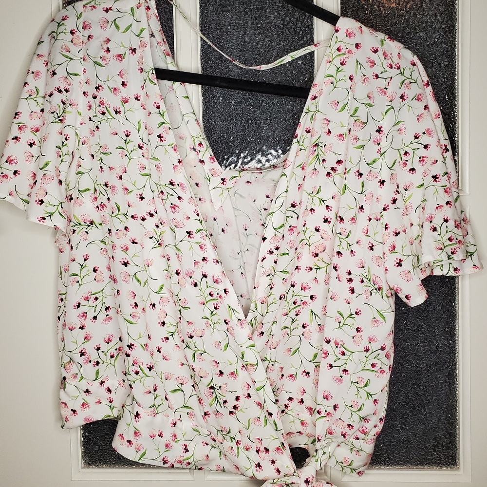 NWT Zara Floral Wrap Shirt